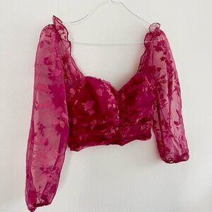 Lover + Friends puff sleeve corset top